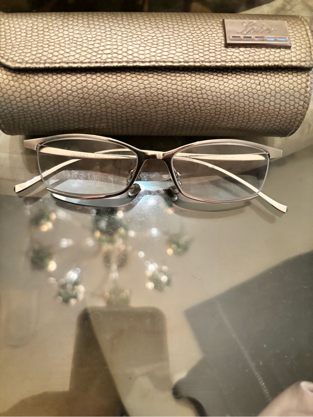 Judith Leiber Women's Rectangular Titanium Glasses Hand made in Japan